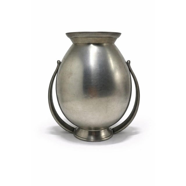 Swedish Art Deco Pewter Vase attributed to GAB Guldsmedsaktiebolaget, 1936 For Sale - Image 3 of 9