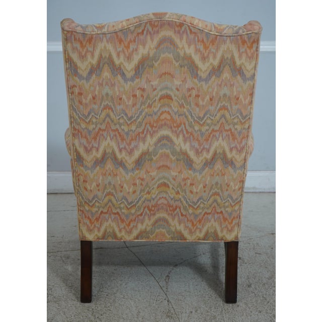 Harden Furniture Pair Harden Cherry Flame Stitched Wing Chairs For Sale - Image 4 of 12