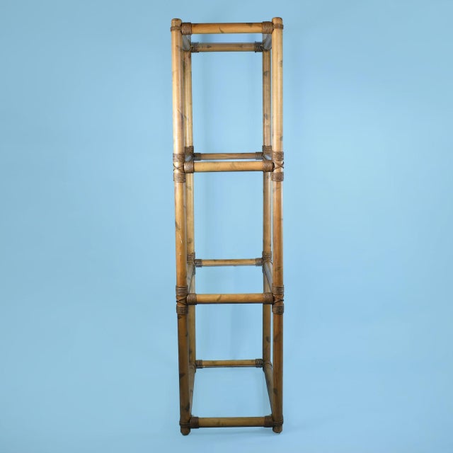 Coastal Vintage Single Bamboo Etagere For Sale - Image 3 of 3
