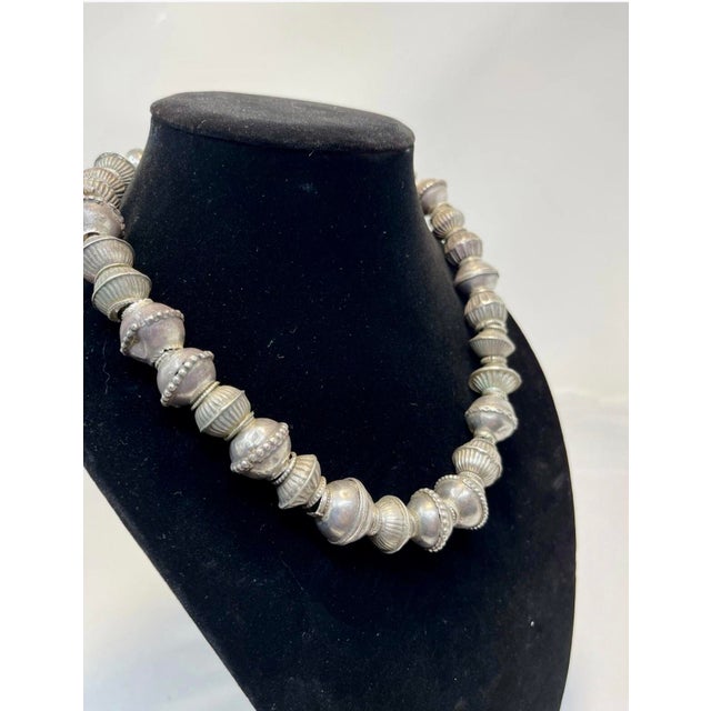Silver Antique Afghani Silver Balochi Bead Necklace. Antique Afghanistan Jewelry For Sale - Image 8 of 11