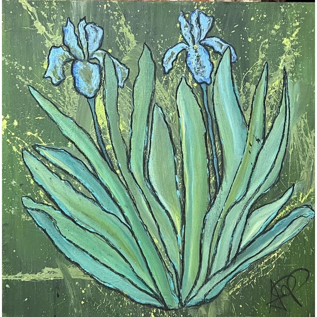 Early 21st Century ArpVerdeacqua, Il Miei Irises, Acrylic on Canvas For Sale - Image 5 of 5