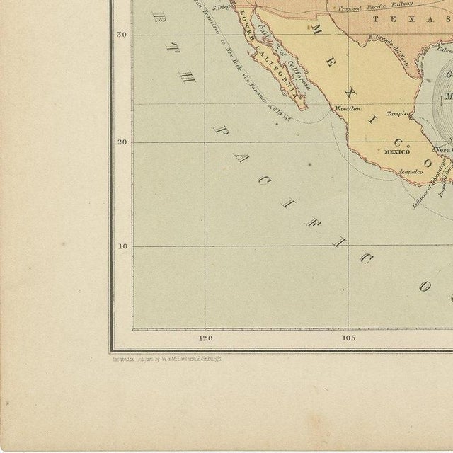 Antique Chart of the Atlantic Ocean, 1870 For Sale - Image 9 of 12