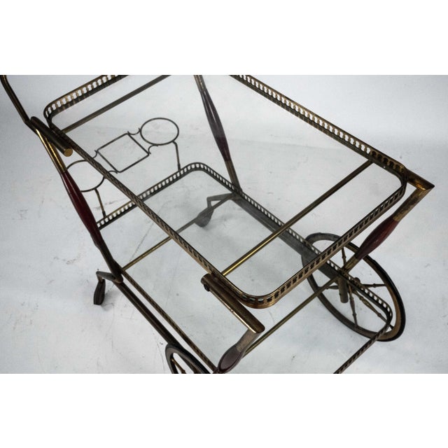 Mid-Century Italian Brass and Glass Bar Cart from Cesare Lacca, Italy, 1950s For Sale - Image 12 of 14