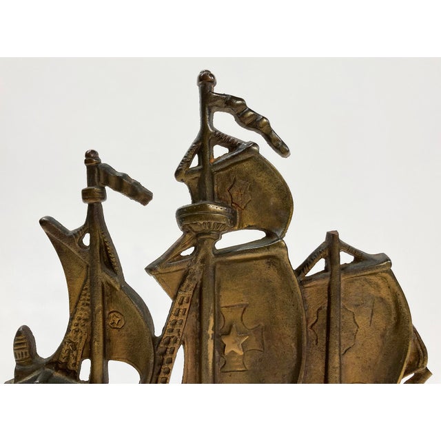 Metal Antique Cast Iron Pirate Ship Doorstop For Sale - Image 7 of 8
