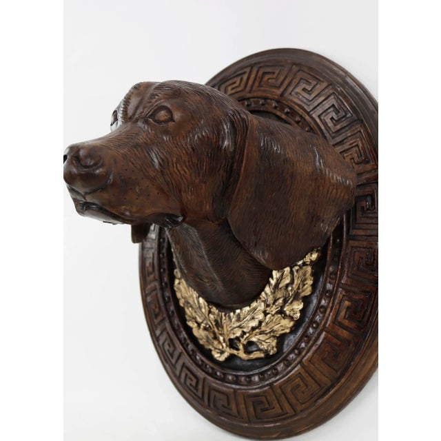 A Mid-20th Century Wooden Hand-Carved Decorative Dog Head For Sale - Image 4 of 12