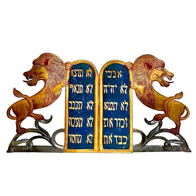 Paint and gold paint on wood Circa early to mid 20th century. This is not signed A treasure from a proud congregation. It...