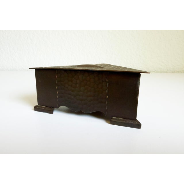 Metal Early 1900s Hammered Bronze Triangle Box For Sale - Image 7 of 9