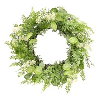 Mixed Fern Foliage Wreath 27.5"D For Sale