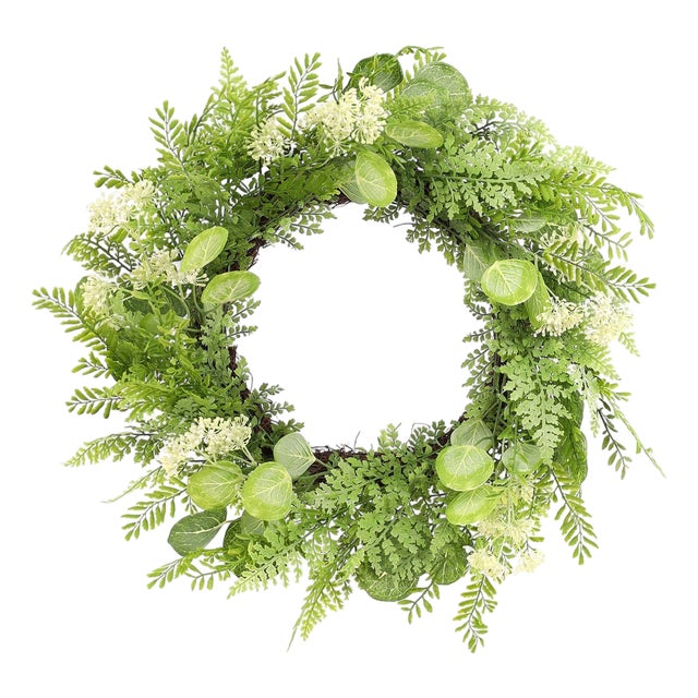 Mixed Fern Foliage Wreath 27.5"D For Sale