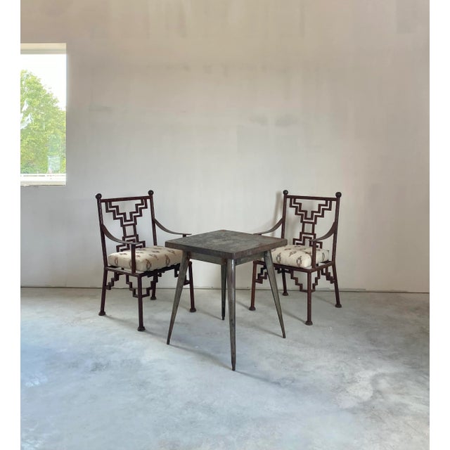 Metal Industrial Steel Dining Table + 3 Ziggurat Chairs For Sale - Image 7 of 18