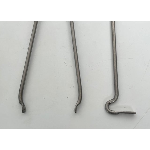 Am Designs Tempered Glass and Brass Fireplace Stand With Brushed Aluminum Tools For Sale - Image 9 of 12