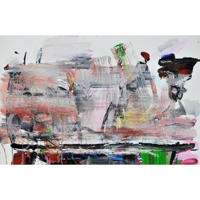 Contemporary "Color Smear With Black Square" Contemporary Abstract Mixed-Media Painting by Robbie Kemper For Sale - Image 3 of 5