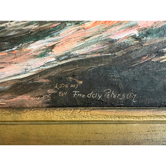 Late 20th Century Framed VTG Oil Painting Seascape Signed Theddy Peterson Coastal Waves Rocks Art For Sale - Image 4 of 10
