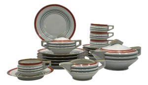 Art Deco Coffee Porcelain Service by Johann Haviland/ Ernst Olitzsch, Set of 19