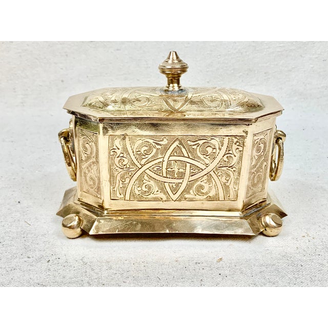 Vintage Etched Brass Box With Handles Chairish