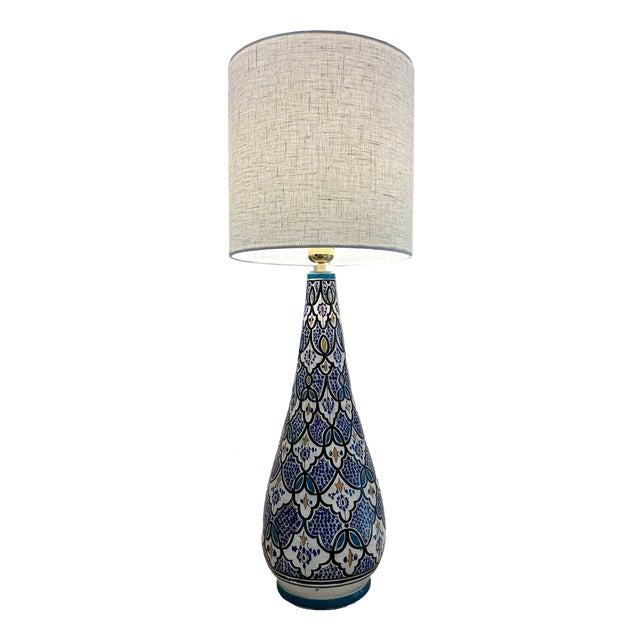 Large Moroccan Lamp in Glazed Ceramic, 1970 For Sale