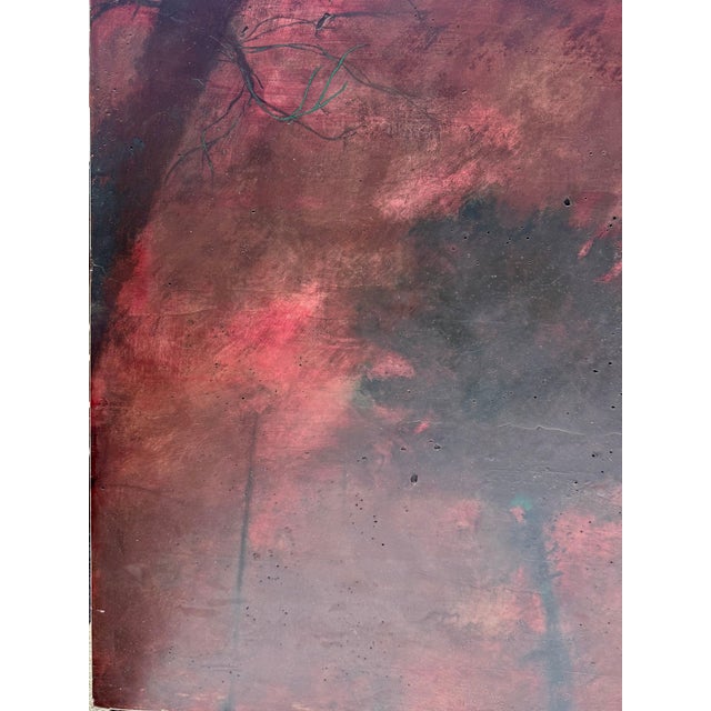Katherine Bowling, Large Painting "Red Sky" Oil & Spackle on Wood Katherine Bowling American Modern, 1988 For Sale - Image 18 of 18