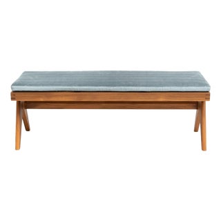 Civil Bench in Wood and Woven Viennese Cane with Cushion by P. Jeanneret for Cassina For Sale