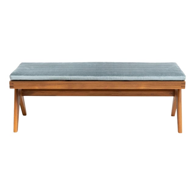 Civil Bench in Wood and Woven Viennese Cane with Cushion by P. Jeanneret for Cassina For Sale