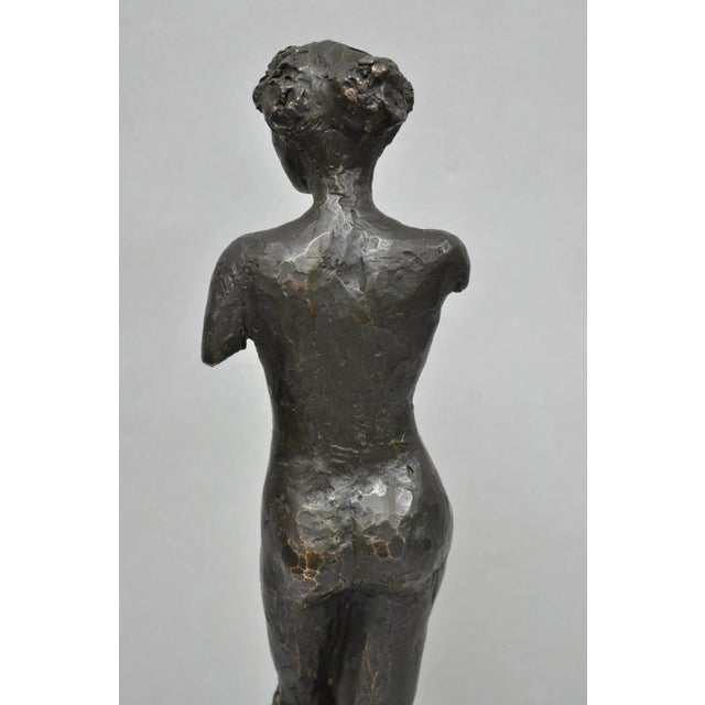 Vintage Mid Century Modern Bronze Nude Woman Sculpture Figure Signed "A Risi" For Sale - Image 12 of 18
