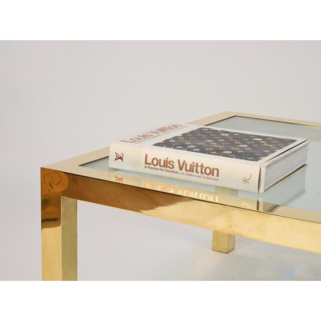 Metal Italian Gilt Brass and Crystal Rectangular Coffee Table, Italy, 1970s For Sale - Image 7 of 13