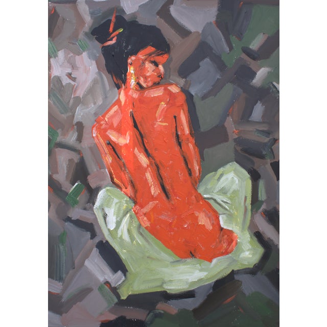 Natalia Vypritskaia, Study of a Red Nude, Oil on Canvas For Sale - Image 6 of 7