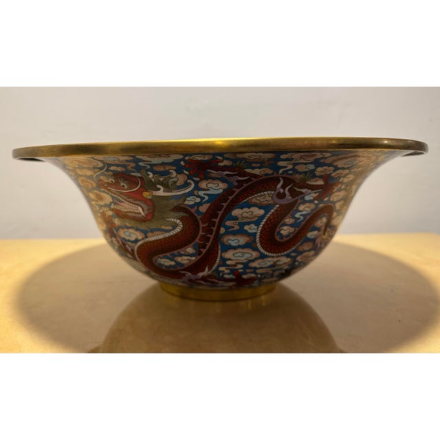 Imperial Chinese Five Clawed Dragon Motif Cloisonné Bowl For Sale - Image 11 of 12
