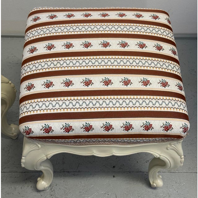 Louis XV Rococo Revival White Stools, 1870s, Set of 2 For Sale - Image 5 of 6