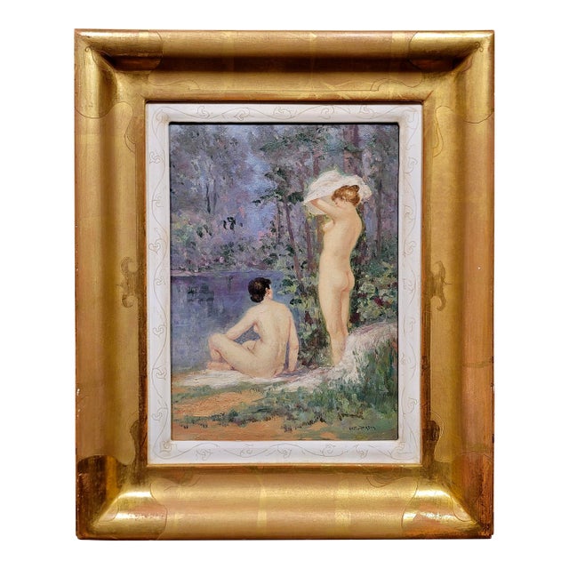 William Franklin Jackson -Female Bathers in a Wooded Lake -Oil Painting For Sale