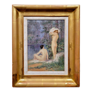 William Franklin Jackson -Female Bathers in a Wooded Lake -Oil Painting