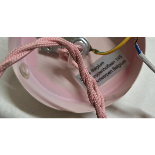 Metal Vintage Belgian Ceiling Lamp in Pink Painted Sheet Metal by Lucide For Sale - Image 7 of 8