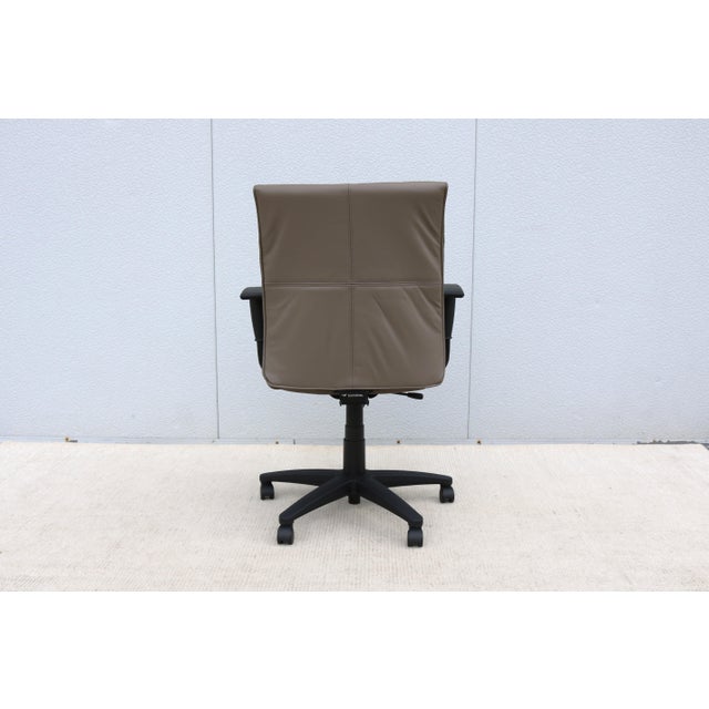 Metal Steelcase Turnstone Jacket Ergonomic Executive Desk Chair in Taupe Leather, New For Sale - Image 7 of 18
