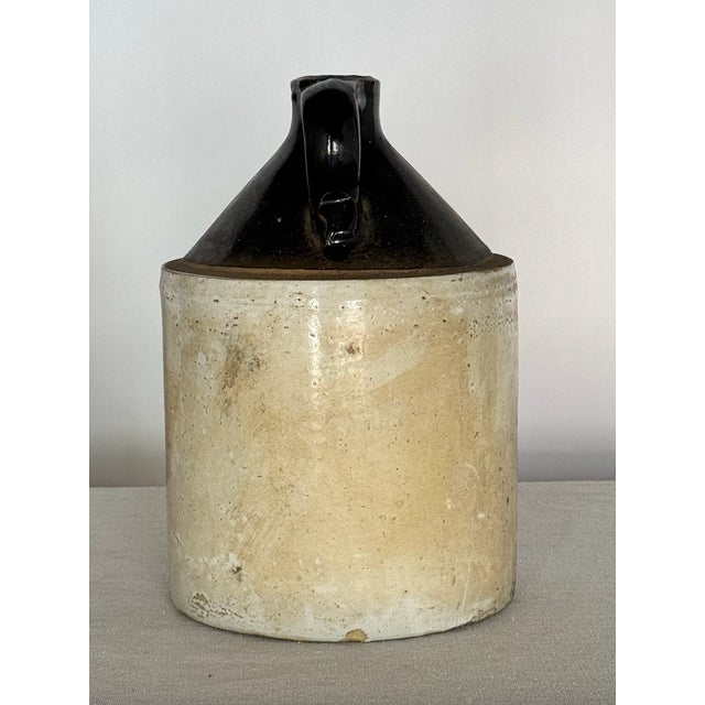 American 1900s Antique Salt Glaze Stoneware Jug, Cream and Brown For Sale - Image 3 of 5