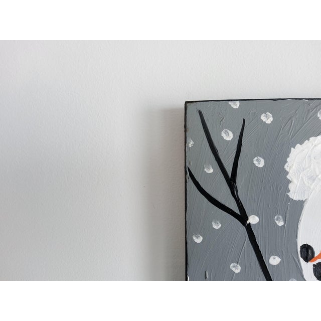 White Contemporary Folk Art Snowman by John "Cornbread" Anderson For Sale - Image 8 of 16