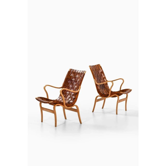 Set of Easy Chairs in Birch and Leather by Bruno Mathsson, 1968 For Sale - Image 3 of 9