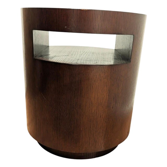 Vintage Crate & Barrel Tambe Round Wood End Table For Sale