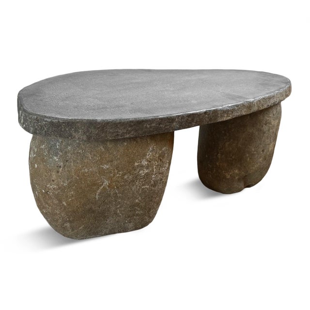 2020s Organic Modern Outdoor Stone Boulder Coffee Table / Bench For Sale - Image 5 of 6