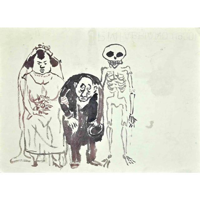 The Waiting Death is an original watercolor drawing on creamy paper realized by Mino Maccari in mid 20th century. With...