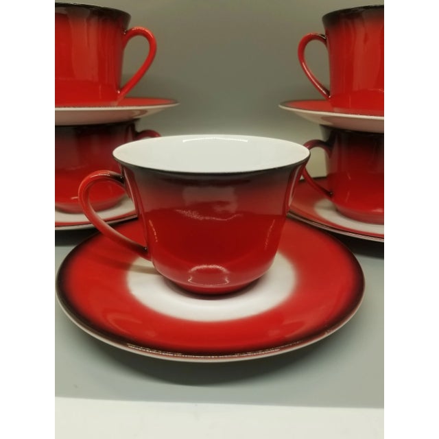 Mid-Century Modern Set of Five, Vintage Seltmann Wiiden K. West Germany Teacup and Saucer Porcelain China For Sale - Image 3 of 5