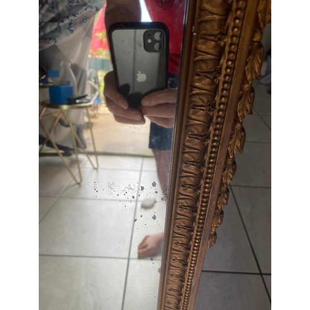 Wood 1960s Hollywood Regency Gold Gilt Wood & Geso Mirror For Sale - Image 7 of 11