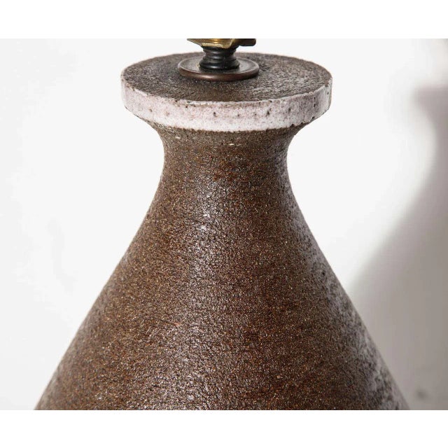 1950s 1950s Aldo Londi Cocoa & Pale Blue Ceramic Table Lamp For Sale - Image 5 of 12