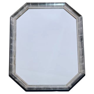 Beveled Wall Mirror with Silver and Black Frame, 1990s For Sale