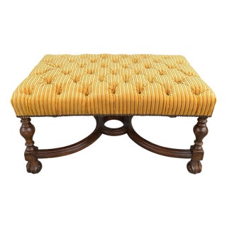 Charles Pollock for William Switzer Carolean Tufted Walnut Bench For Sale