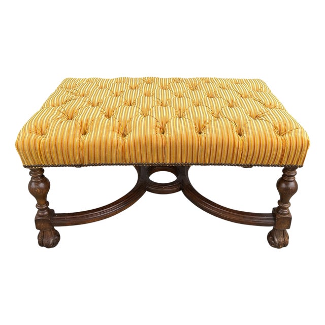 Charles Pollock for William Switzer Carolean Tufted Walnut Bench For Sale