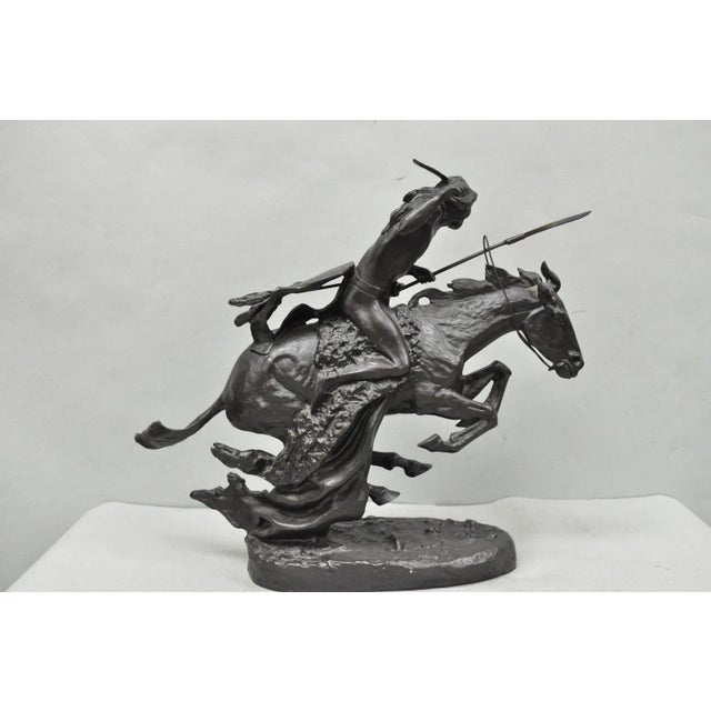 Late 20th Century Frederic Remington "Cheyenne" Lost Wax Cast Bronze Native American Sculpture For Sale - Image 14 of 17
