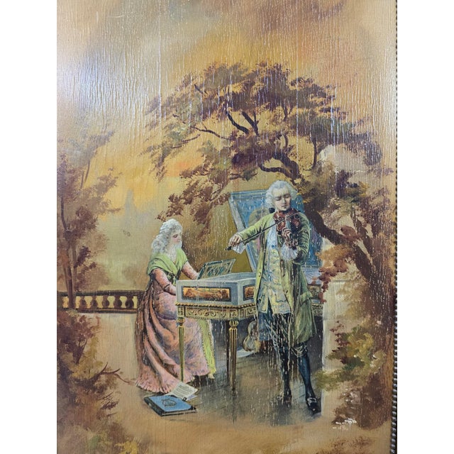 Antique Victorian Hand-Painted Music Cabinet With Brass Gallery and Mirror For Sale - Image 10 of 12