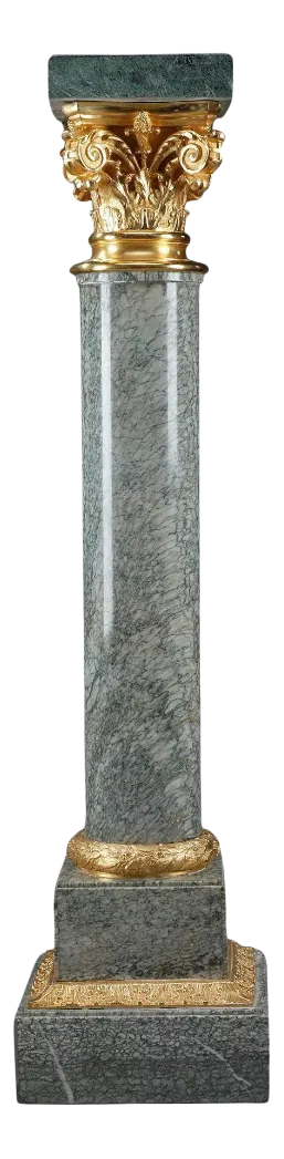 Large Marble and Gilt Bronze Corinthian Pedestal