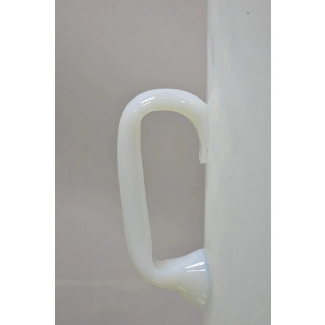 Mid 20th Century Vintage Murano White Italian Venetian Mid Century Modern Glass Water Pitcher For Sale - Image 5 of 10