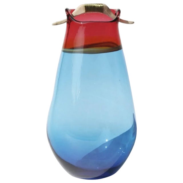Blue and Peach Heiki Vase by Pia Wüstenberg For Sale