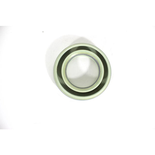 Contemporary Vintage Studio Pottery Ceramic Pansy Ring Pale Green Pottery Ikebana Flower Frog Vase For Sale - Image 3 of 6